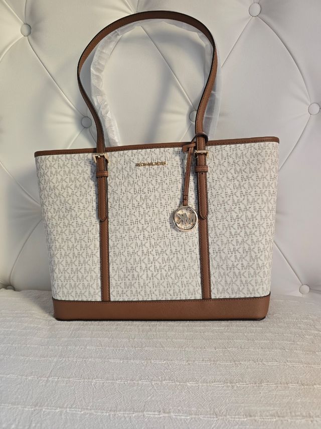Bolso Michael Kors tote blanco y marrón