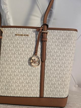 Bolso Michael Kors tote blanco y marrón