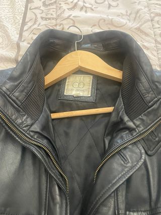 Chaqueta piel negra hombre