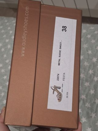 Sandalias tacón dorado fiesta - Talla 38