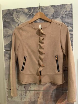 Giacca scamosciata beige