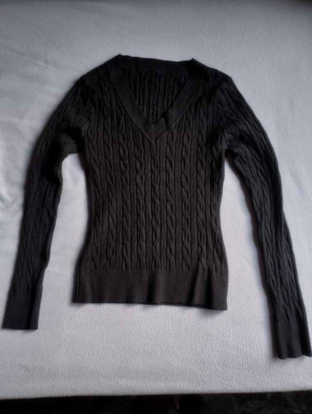 Jersey negro cárdigan mujer