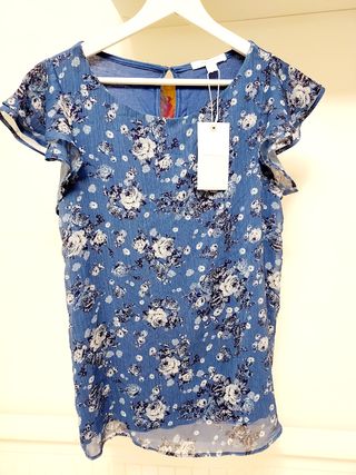 Blusa azul floral - Talla única
