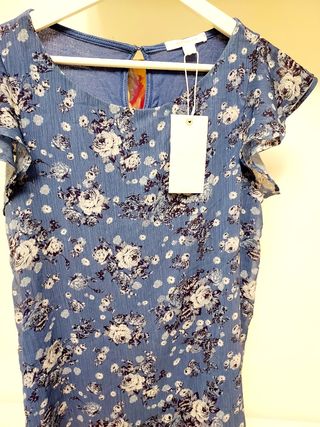 Blusa azul floral - Talla única