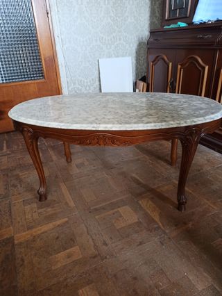 Mesa ovalada mármol-madera