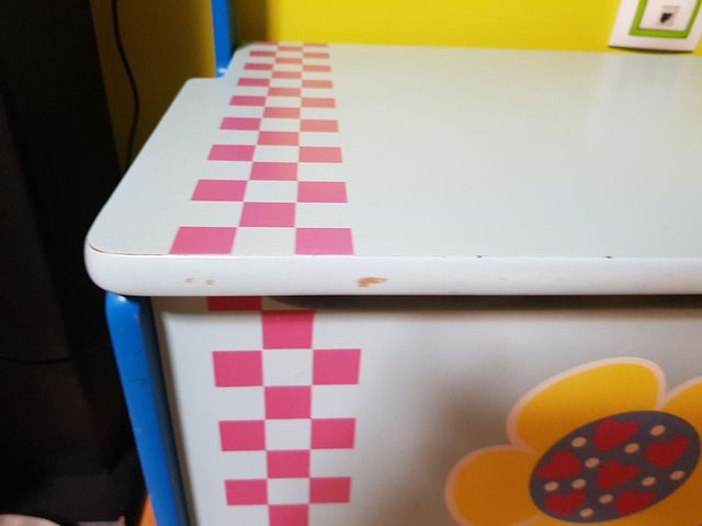 Baúl infantil madera azul rosa