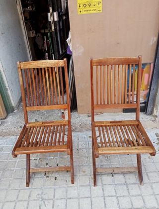 2 Sillas Plegables Madera