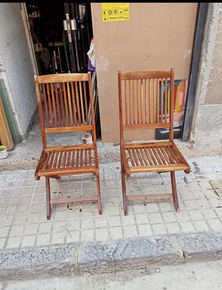 2 Sillas Plegables Madera