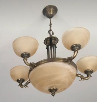 Lampara techo 5 luces - Beige/Dorado