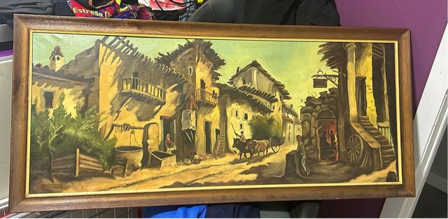 Cuadro antiguo: paisaje rural