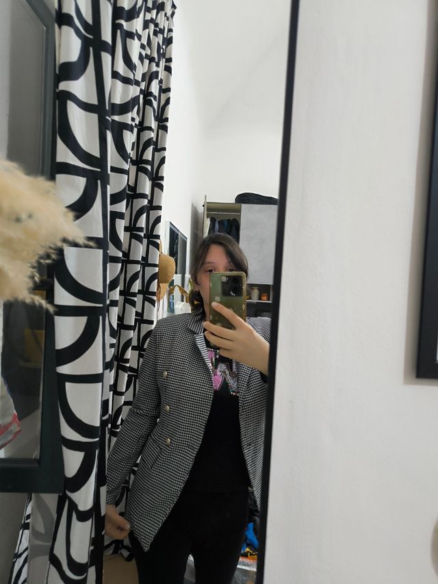 Blazer bianco e nero a quadri