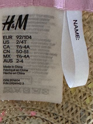 Sombrero H&M niña 2-4 años