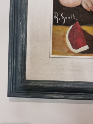 Dipinto olio su tela: Figura con anguria