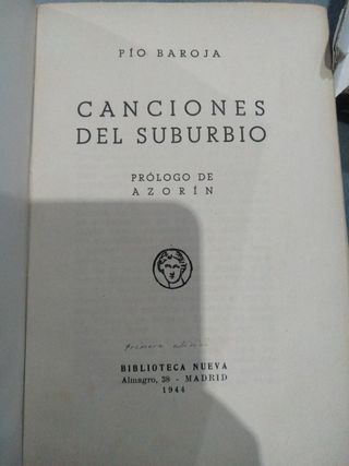 Canciones del Suburbio - Pío Baroja