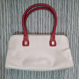 Bolso Mujer Lacrocce beige y rojo Cuero