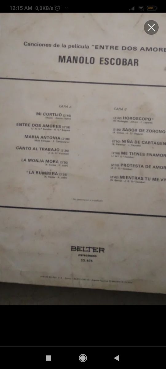 Vinilo Manolo Escobar - Entre Dos Amores