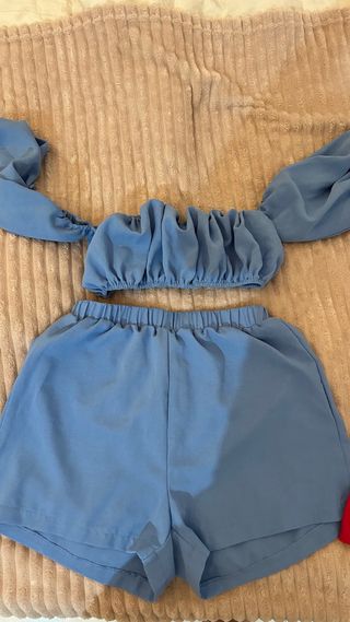 Conjunto dos piezas - azul y rosa fucsia