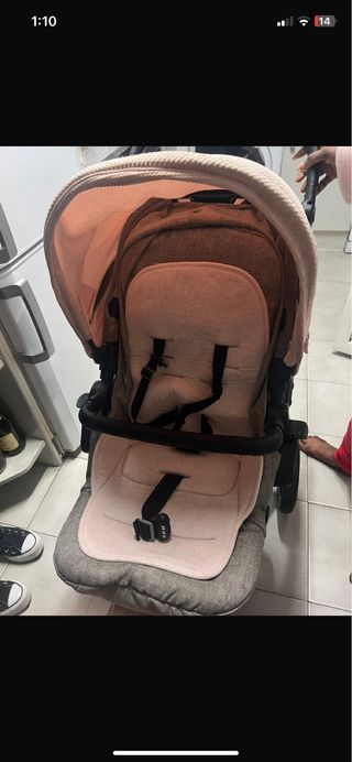 Carro Bebé Rosa 3 piezas+regalo pañalera y cojin