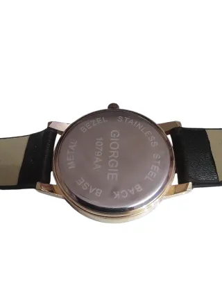 Reloj Giorgie Dorado Correa Negra + Pila