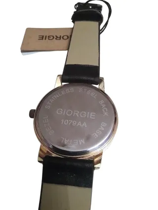 Reloj Giorgie Dorado Correa Negra + Pila