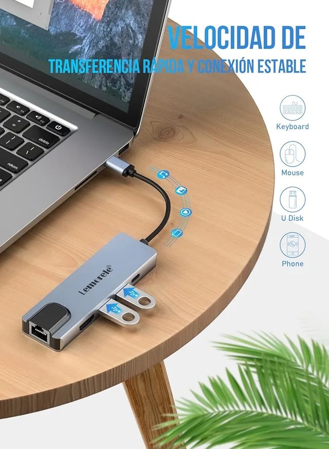 Adaptador Lemorele USB-C 5 en 1