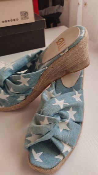 Sandalias cuña esparto OLL- Estrella