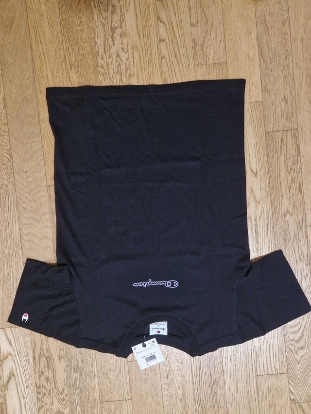 T-shirt Champion nera e lilla taglia L 11/12 anni