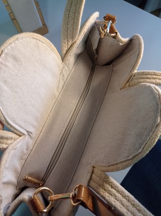 Bolso tejido beige