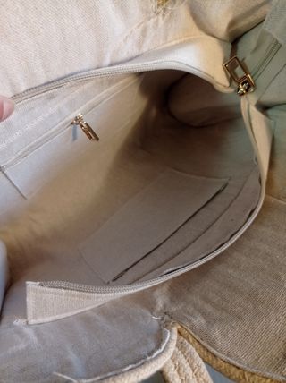 Bolso tejido beige