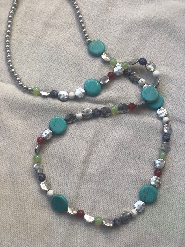 Collar largo plata turquesa