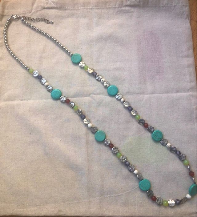 Collar largo plata turquesa