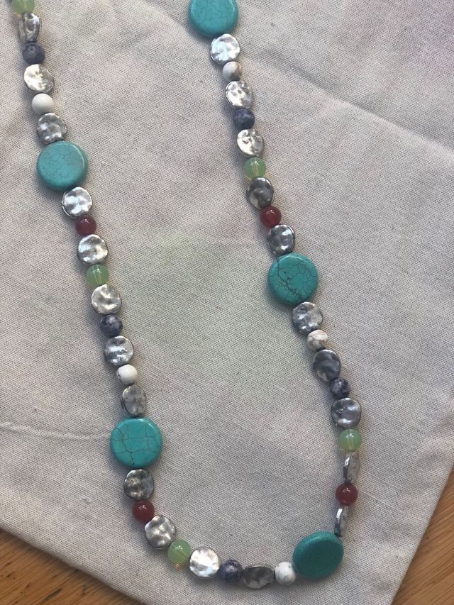 Collar largo plata turquesa