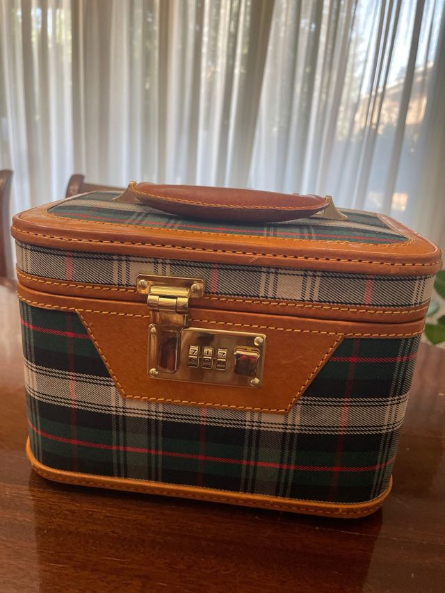 Borsa da toilette vintage | Marrone-Verde-Blu