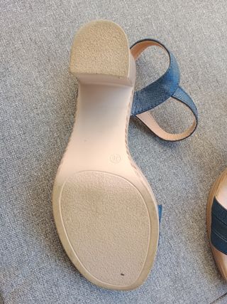 Sandalias piel tacón azul mujer nº36