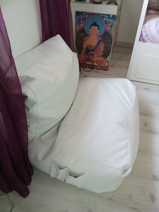 Puff blanco polipiel - Sillón