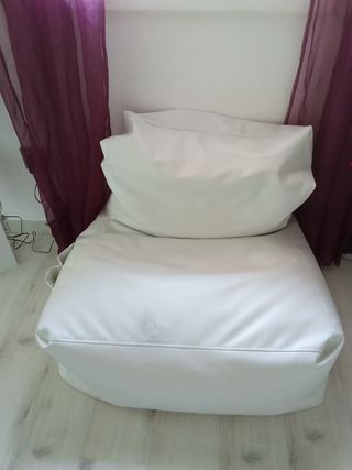 Puff blanco polipiel - Sillón
