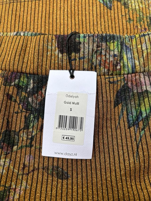 Falda floral dorada talla S