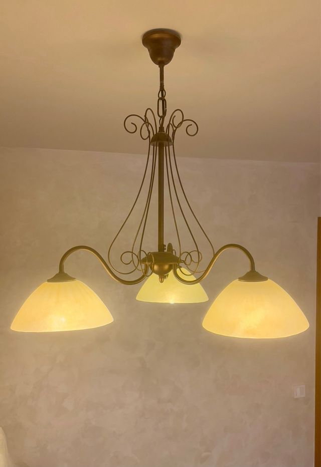 Pack lámparas salón 5 y 3 luces - Marron/Dorado