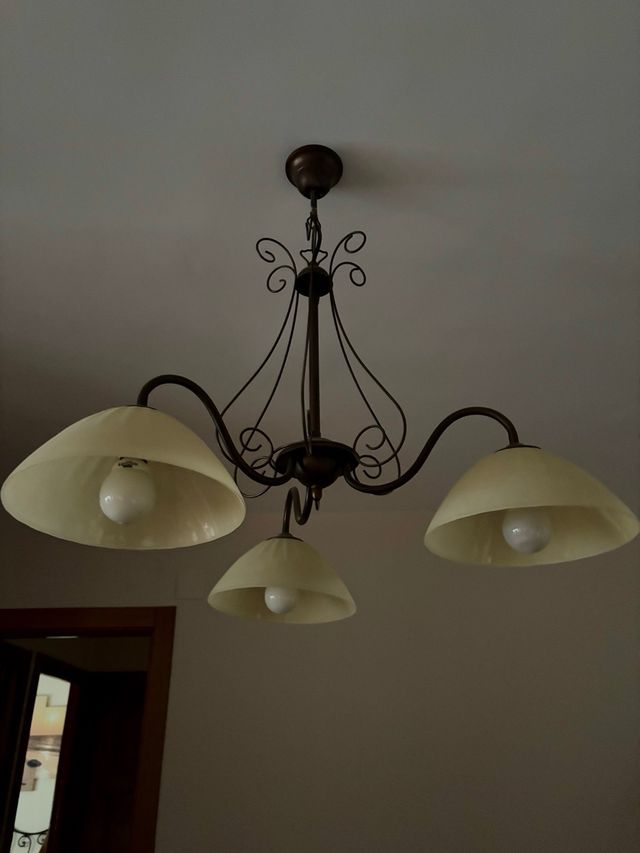 Pack lámparas salón 5 y 3 luces - Marron/Dorado