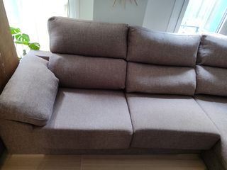 Sofá chaise longue marrón 3 plazas
