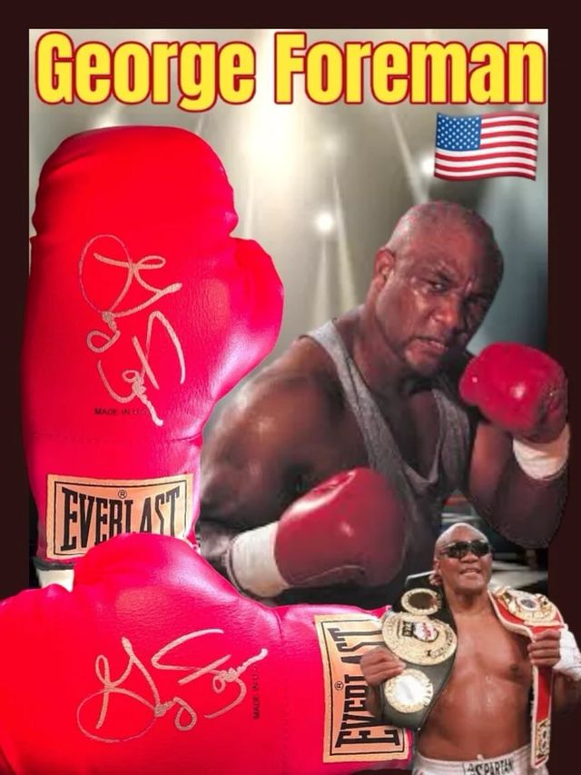 Guante de boxeo autografiado con funda de George Foreman