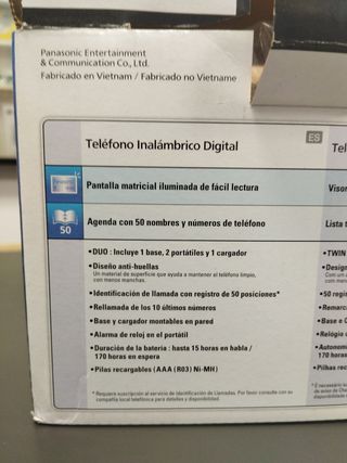 Teléfono inalámbrico Panasonic KX-TG1611SP (2 unid