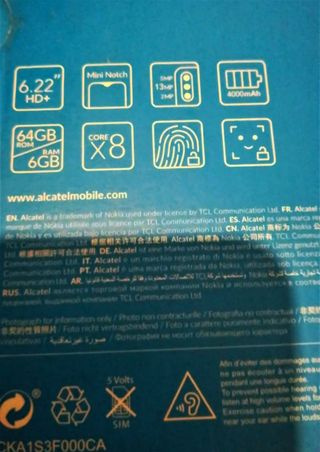 Smartphone Android Alcatel1se 6Gb RAM. 6,5"