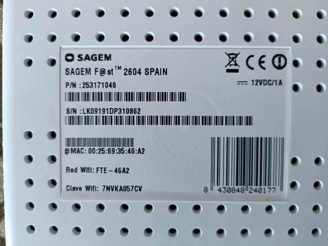 Router WiFi Sagem Fast 2604