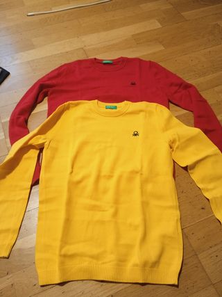 2 maglie da bambino Benetton - Rosse e Gialle