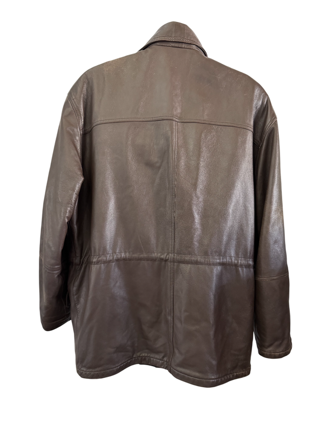 Chaqueta piel cuero marron Pierre Balmain Vintage