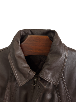 Chaqueta piel cuero marron Pierre Balmain Vintage