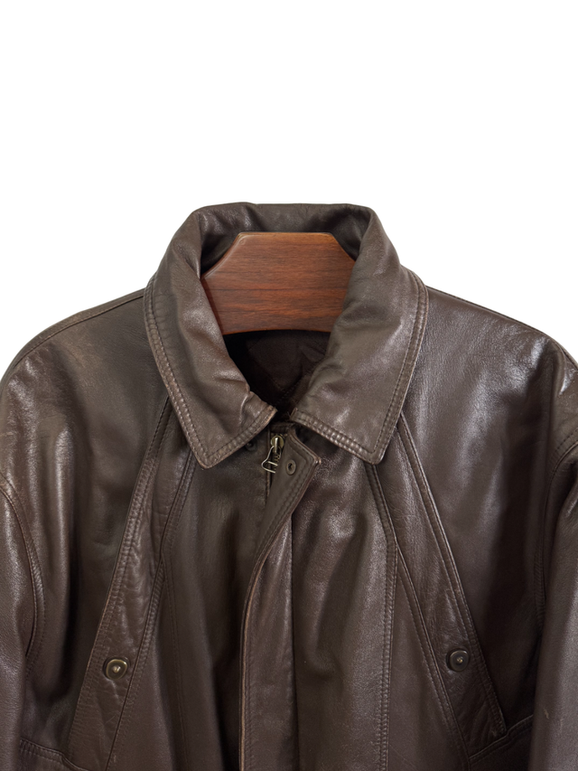 Chaqueta piel cuero marron Pierre Balmain Vintage