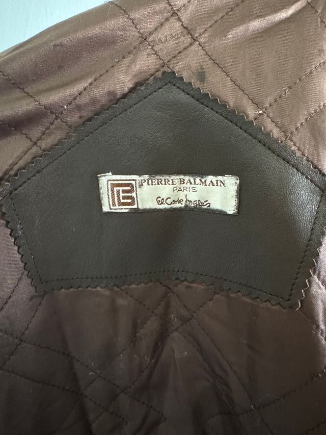 Chaqueta piel cuero marron Pierre Balmain Vintage