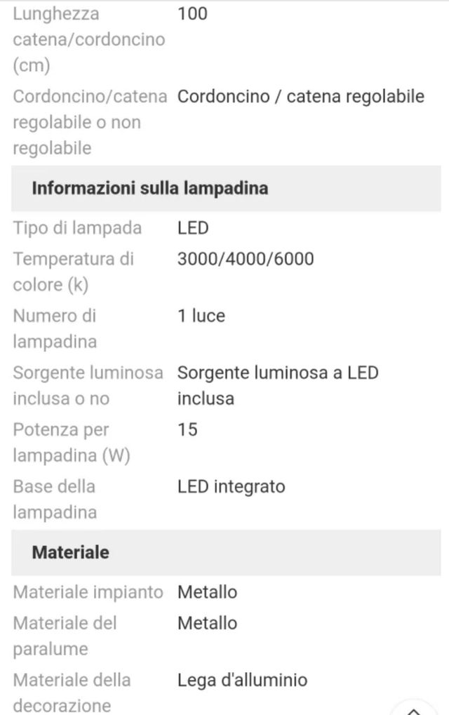 Lampadario a muro sospensione